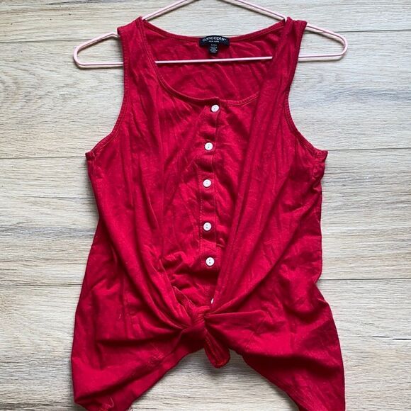 INC International Concepts Tops - INC International Concepts Red Tie Up Tank Top With White Buttons